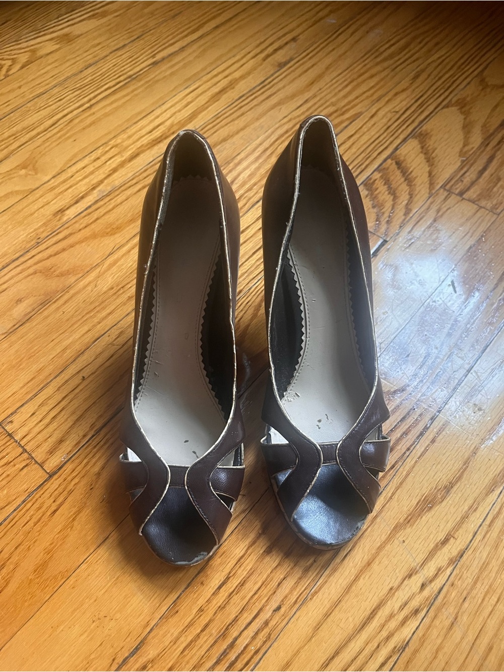 Bandolino Brown Peep-Toe Dress Heels